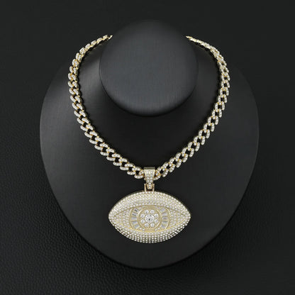 Hip-Hop Exaggerated Human Eye Zinc Alloy Inlay Rhinestones Men'S Pendant Necklace