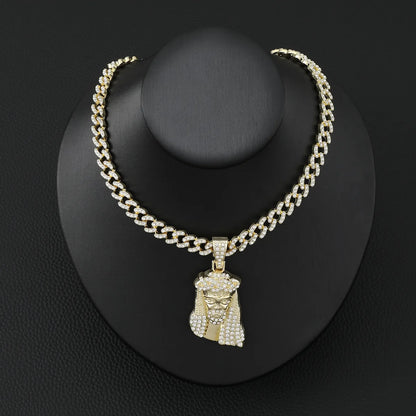 Hip-Hop Exaggerated Human Eye Zinc Alloy Inlay Rhinestones Men'S Pendant Necklace