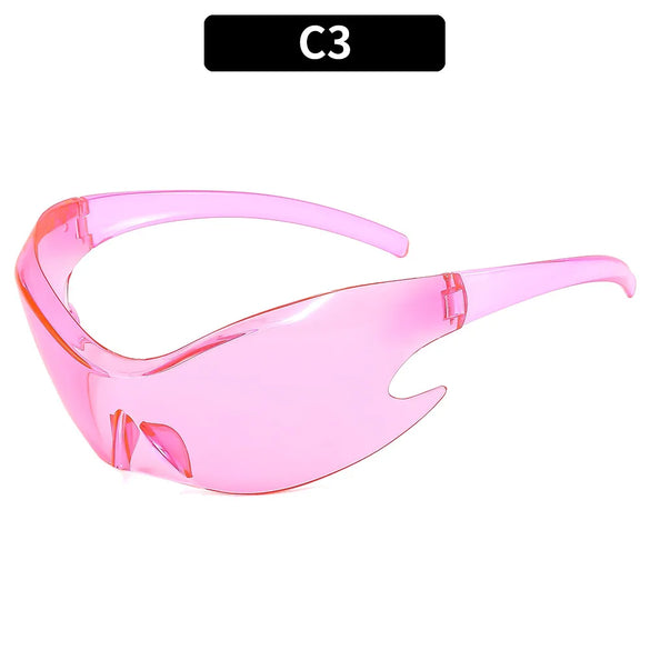Hip-Hop Exaggerated Punk Geometric Pc Oval Frame Frameless Men'S Sunglasses