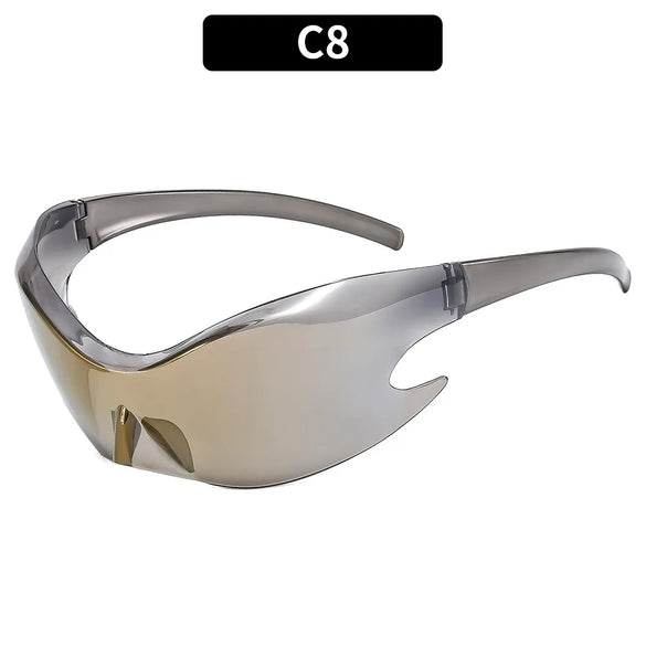 Hip-Hop Exaggerated Punk Geometric Pc Oval Frame Frameless Men'S Sunglasses