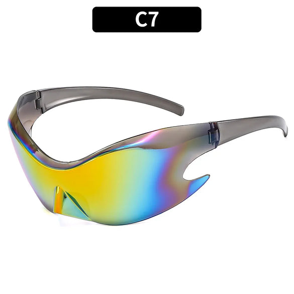 Hip-Hop Exaggerated Punk Geometric Pc Oval Frame Frameless Men'S Sunglasses