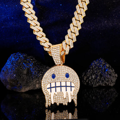 Hip-Hop Exaggerated Rock Crown Muscle Grimace Alloy Inlay Rhinestones Unisex Pendant Necklace