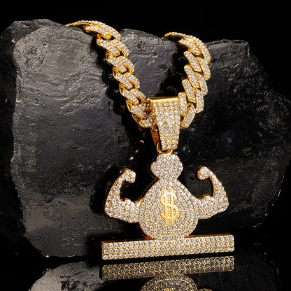 Hip-Hop Exaggerated Rock Crown Muscle Grimace Alloy Inlay Rhinestones Unisex Pendant Necklace