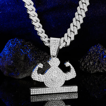 Hip-Hop Exaggerated Rock Crown Muscle Grimace Alloy Inlay Rhinestones Unisex Pendant Necklace