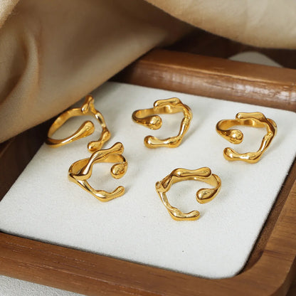 Wholesale Jewelry Hip-Hop Exaggerated Solid Color Titanium Steel 18K Gold Plated Plating Rings