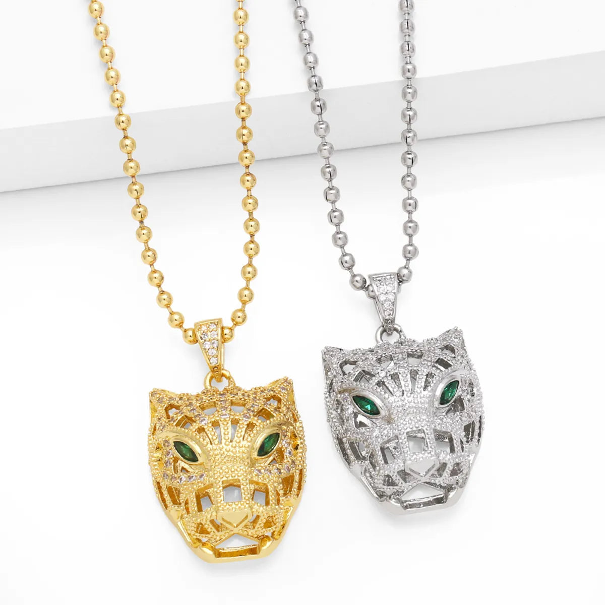 Hip-hop Fashion Cheetah Copper 18k Gold Plated Zircon Necklace In Bulk