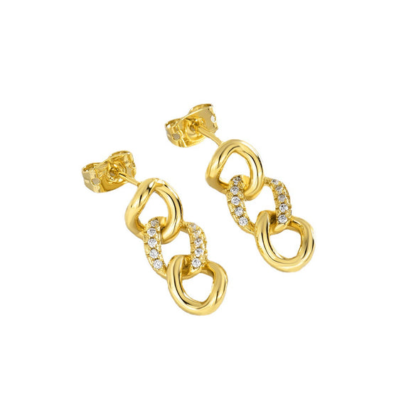 Hip Hop Fashion Elegant Gold Plated Chain Earrings Women's Geometric Style