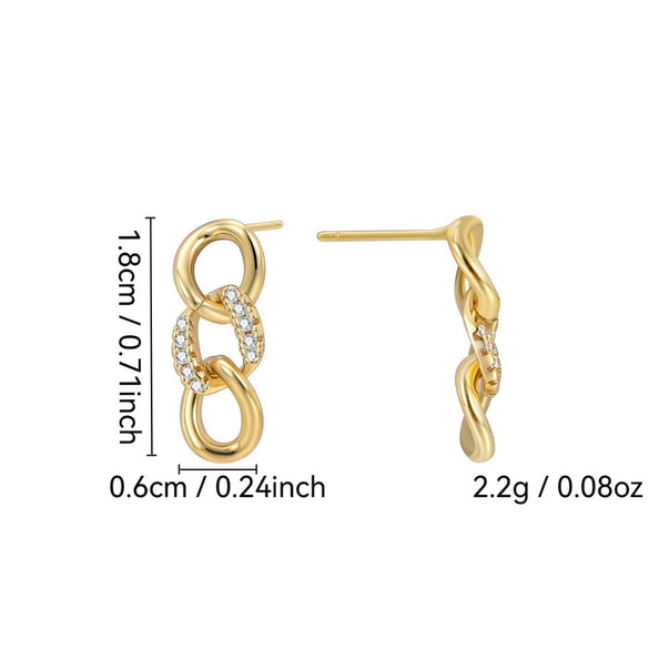 Hip Hop Fashion Elegant Gold Plated Chain Earrings Women's Geometric Style
