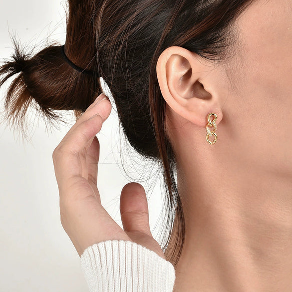 Hip Hop Fashion Elegant Gold Plated Chain Earrings Women's Geometric Style