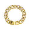 Hip Hop Geometric Alloy Cuban Chain Necklace And Bracelet Set With Diamond Look Inlay Gold And Silver Thick Statement Jewelry For Men And Unisex