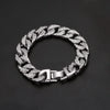 Hip Hop Geometric Alloy Cuban Chain Necklace And Bracelet Set With Diamond Look Inlay Gold And Silver Thick Statement Jewelry For Men And Unisex