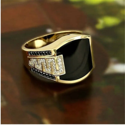 Hip-Hop Geometric Alloy Plating Inlay Rhinestones Men'S Rings