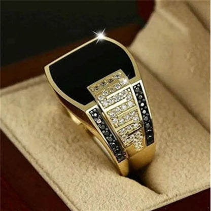 Hip-Hop Geometric Alloy Plating Inlay Rhinestones Men'S Rings