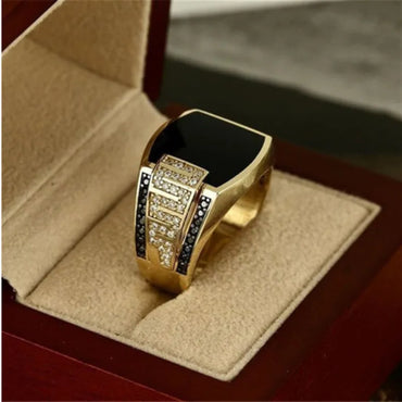 Hip-Hop Geometric Alloy Plating Inlay Rhinestones Men'S Rings