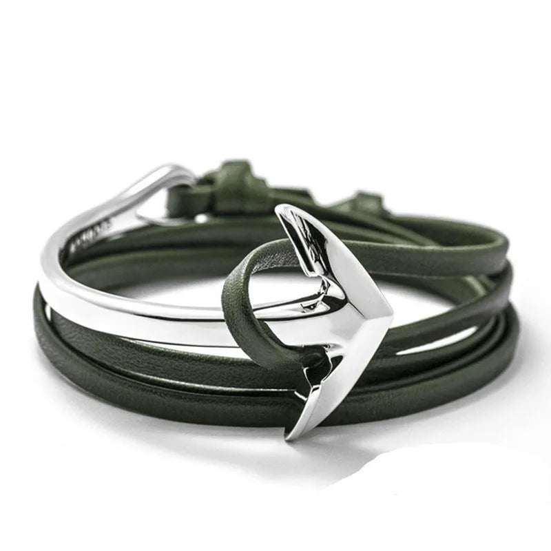 Hip-Hop Geometric Arrow Pu Leather Alloy Men'S Bangle