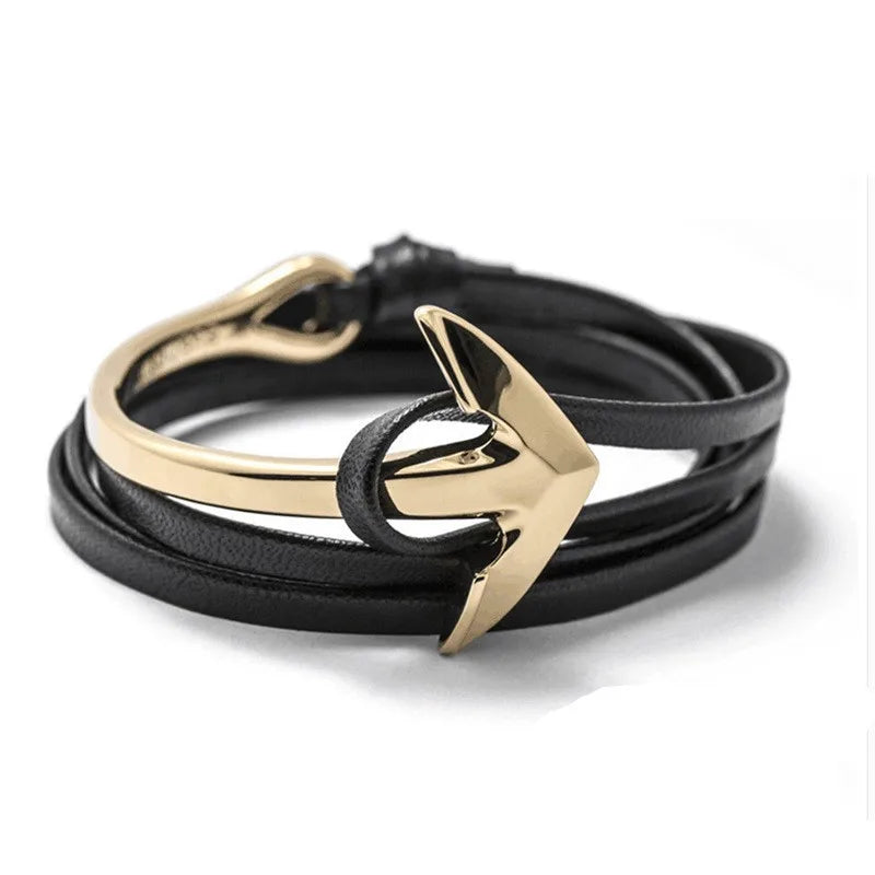 Hip-Hop Geometric Arrow Pu Leather Alloy Men'S Bangle