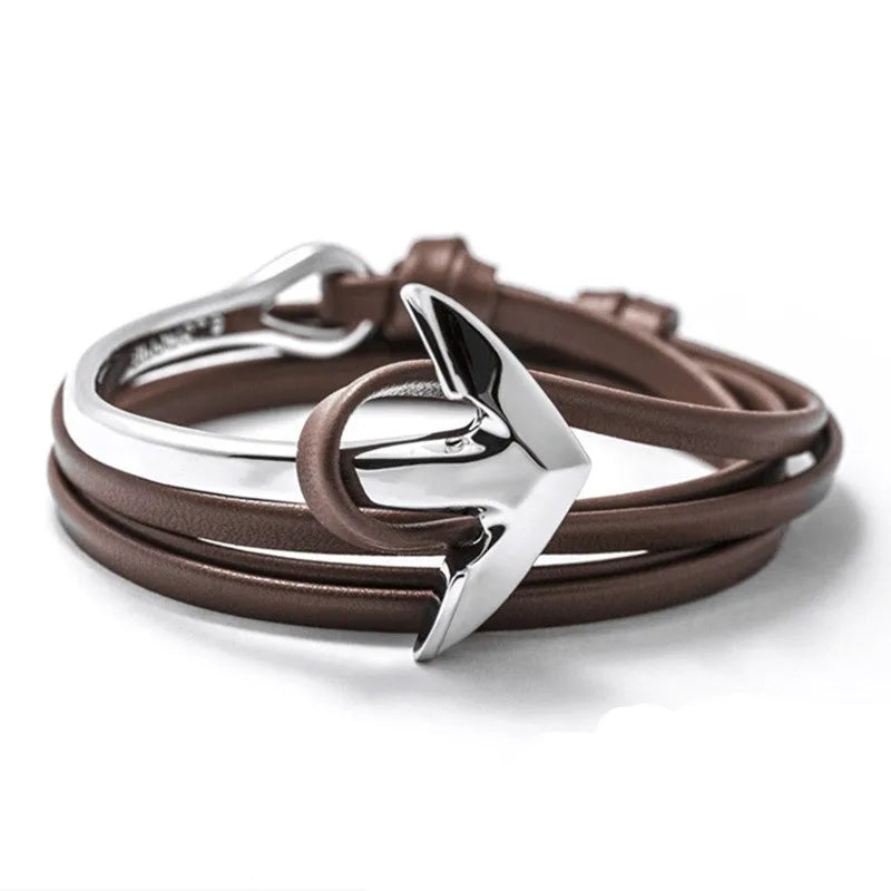 Hip-Hop Geometric Arrow Pu Leather Alloy Men'S Bangle