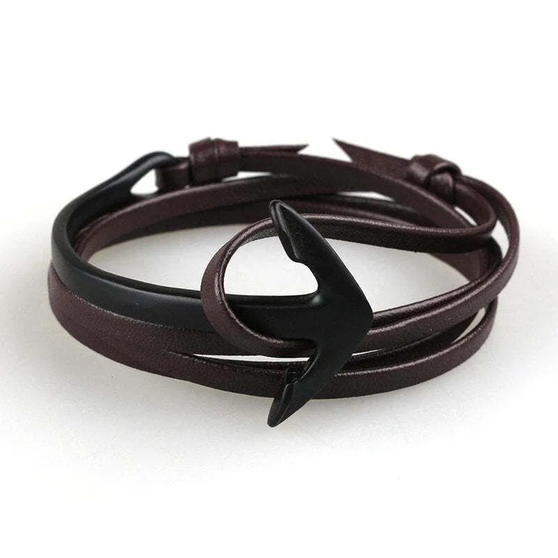 Hip-Hop Geometric Arrow Pu Leather Alloy Men'S Bangle