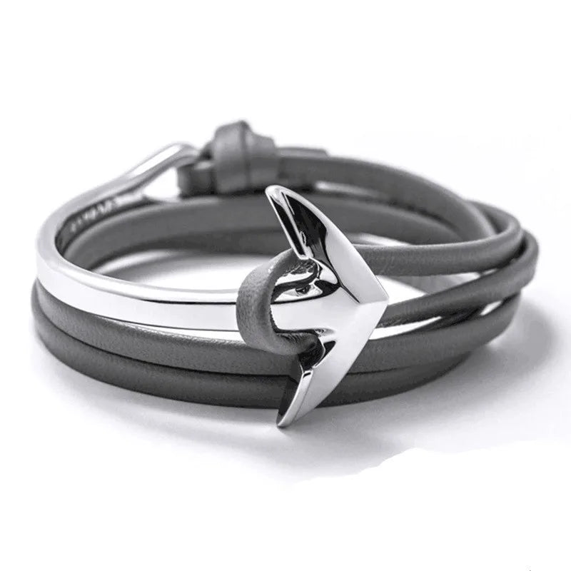 Hip-Hop Geometric Arrow Pu Leather Alloy Men'S Bangle