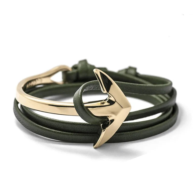 Hip-Hop Geometric Arrow Pu Leather Alloy Men'S Bangle