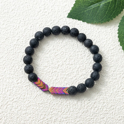 Hip-Hop Geometric Color Block Alloy Blackstone Beaded Unisex Bracelets