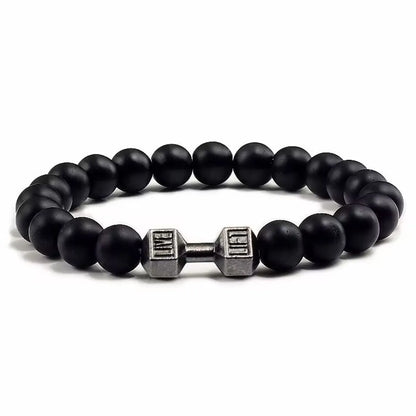 Hip-Hop Geometric Letter Alloy Volcanic Rock Unisex Bracelets