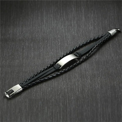 Hip-Hop Geometric Pu Leather Alloy Men'S Bracelets 1 Piece