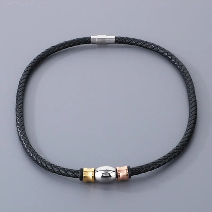 Hip-hop Geometric Pu Leather Titanium Steel Men's Bracelets Necklace