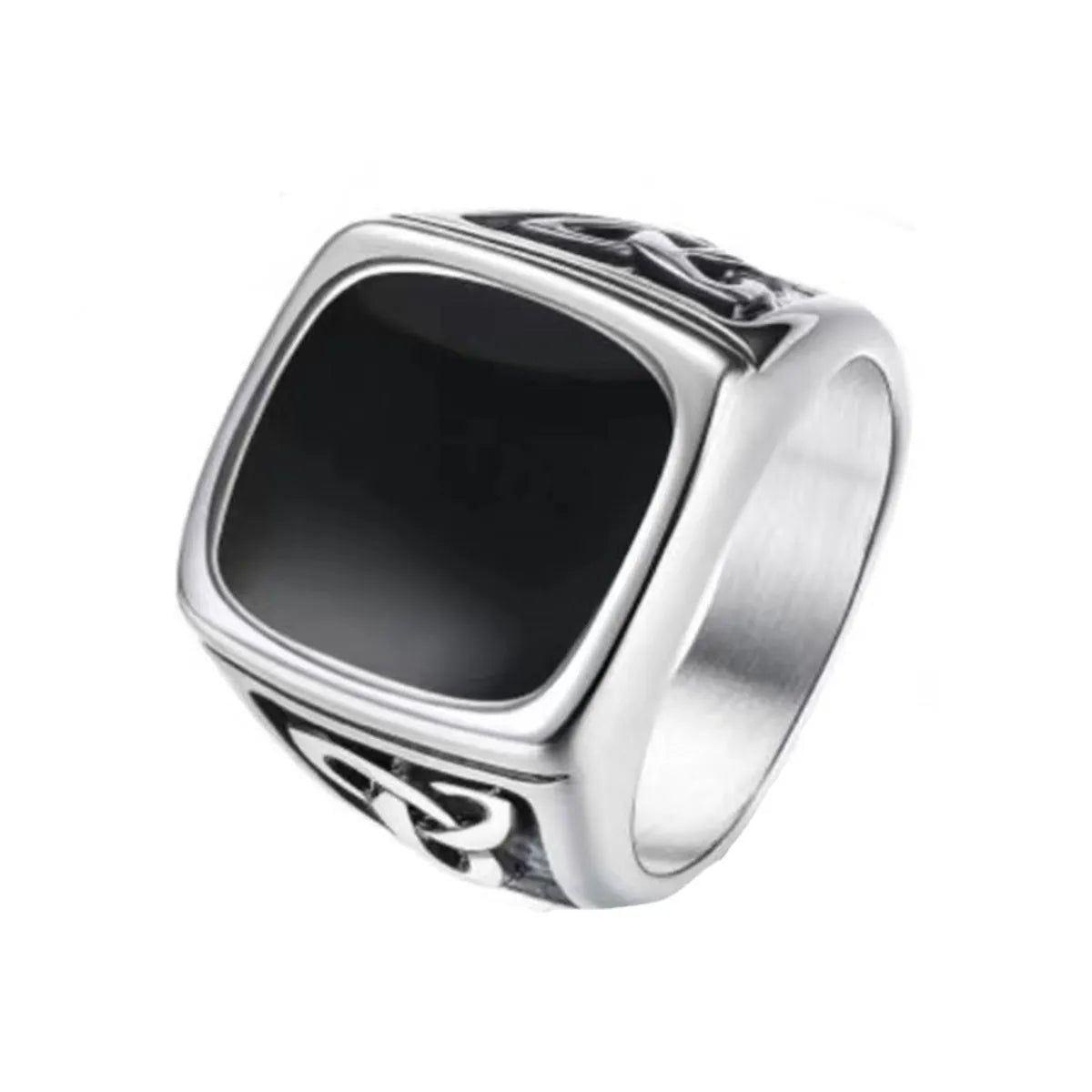 Hip-Hop Geometric Rhombus Titanium Steel Plating Unisex Rings