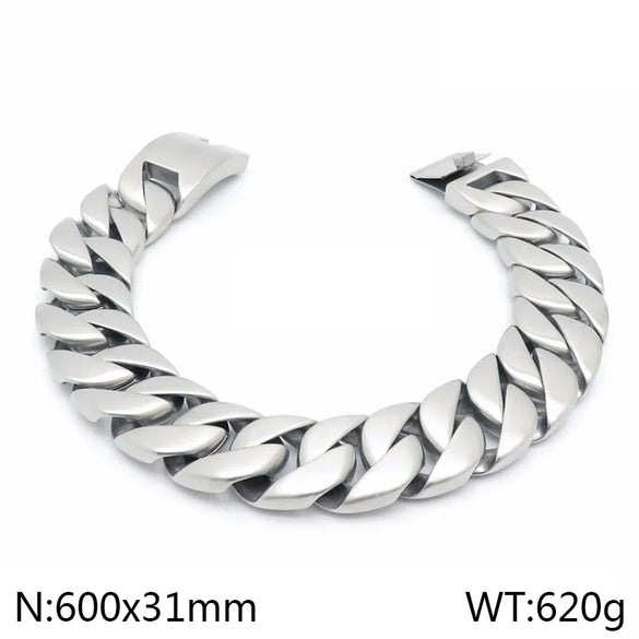 Hip-Hop Geometric Solid Color 304 Stainless Steel 18K Gold Plated Men'S Bracelets Necklace