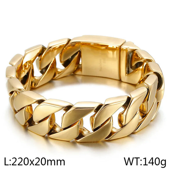 Hip-Hop Geometric Solid Color 304 Stainless Steel 18K Gold Plated Men'S Bracelets Necklace