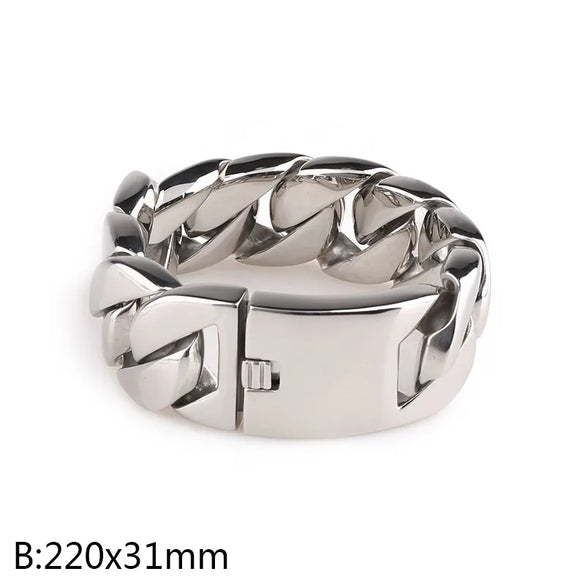 Hip-Hop Geometric Solid Color 304 Stainless Steel 18K Gold Plated Men'S Bracelets Necklace