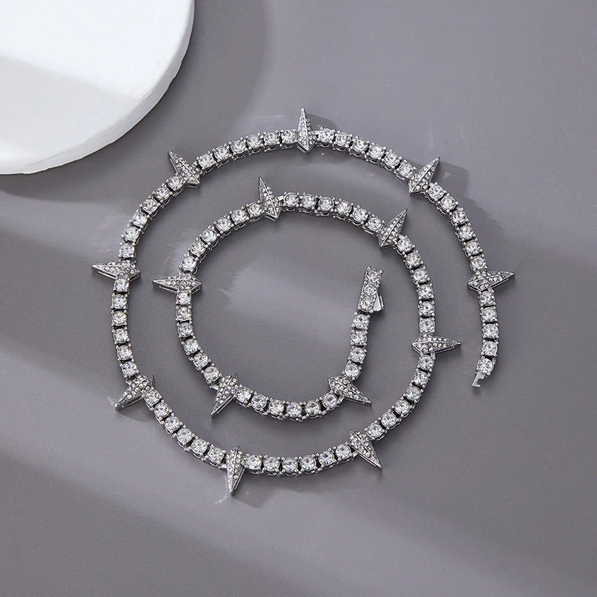 Hip-Hop Geometric Solid Color Rhinestones Alloy Wholesale Necklace