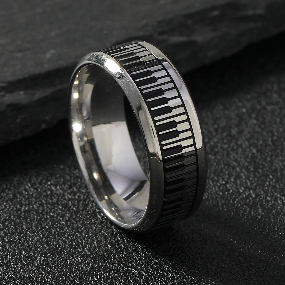 Hip-Hop Geometric Solid Color Titanium Steel Men'S Rings