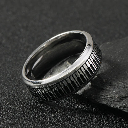 Hip-Hop Geometric Solid Color Titanium Steel Men'S Rings