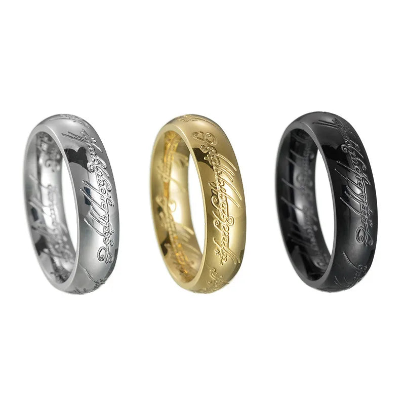 Hip-Hop Geometric Solid Color Titanium Steel Unisex Rings