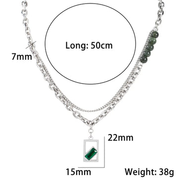 Hip-Hop Geometric 304 Stainless Steel Arylic Beaded Polishing Inlay Rhinestones Unisex Pendant Necklace