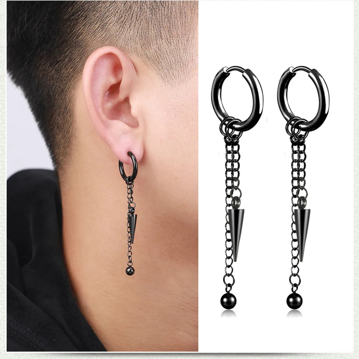 Hip-hop Geometric Stainless Steel Dangling Earrings Plating Stainless Steel Earrings 1 Piece