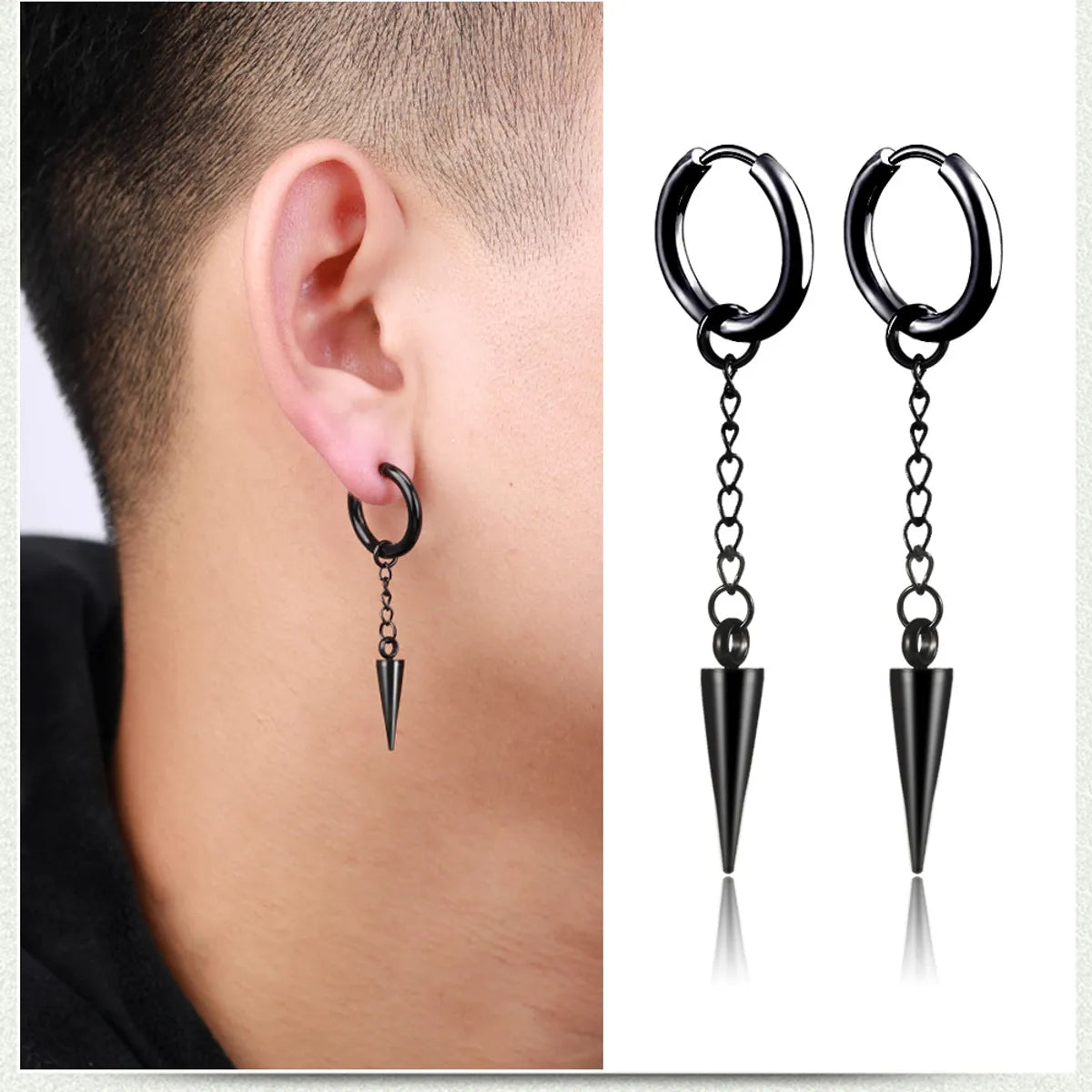 Hip-hop Geometric Stainless Steel Dangling Earrings Plating Stainless Steel Earrings 1 Piece