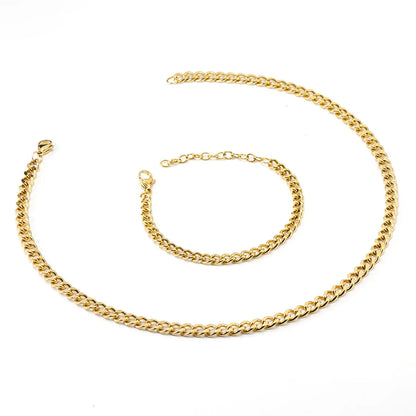 Hip-hop Geometric Stainless Steel Gold Plated Men's Bracelets Necklace