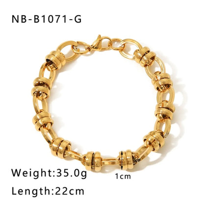 Hip-hop Geometric Stainless Steel Handmade Plating Chain 24k Gold Plated Men's Bracelets