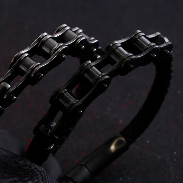 Hip-Hop Geometric 304 Stainless Steel Leather Braid 18K Gold Plated Men'S Bracelets