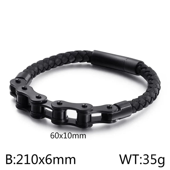 Hip-Hop Geometric 304 Stainless Steel Leather Braid 18K Gold Plated Men'S Bracelets