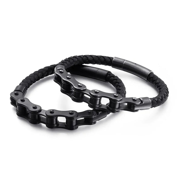 Hip-Hop Geometric 304 Stainless Steel Leather Braid 18K Gold Plated Men'S Bracelets