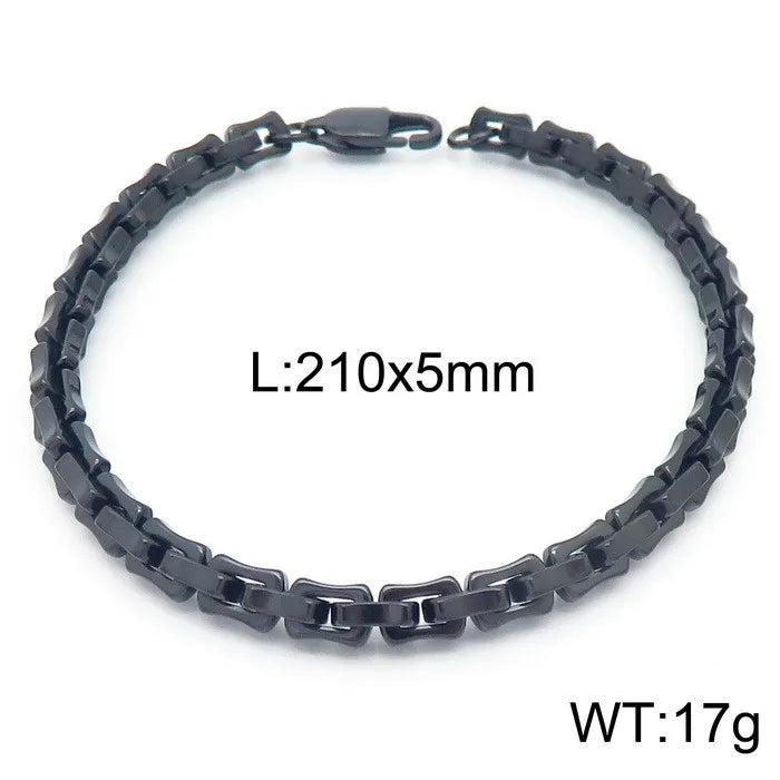 Hip-Hop Geometric Stainless Steel Plating Bracelets Necklace 1 Piece