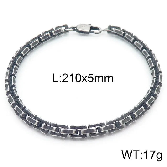 Hip-Hop Geometric Stainless Steel Plating Bracelets Necklace 1 Piece