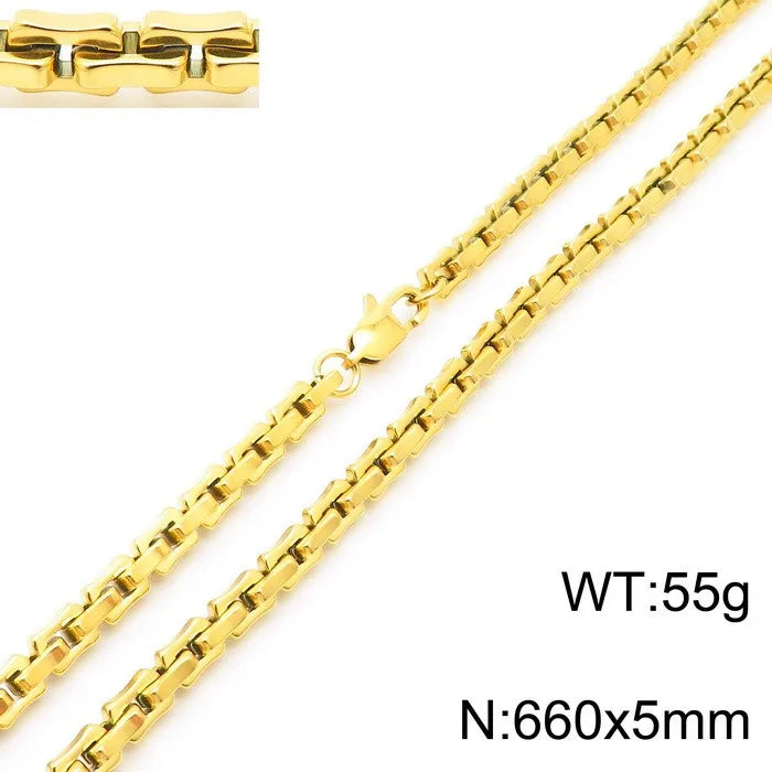 Hip-Hop Geometric Stainless Steel Plating Bracelets Necklace 1 Piece