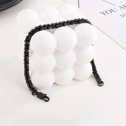 Hip-Hop Geometric Stainless Steel Plating Bracelets Necklace 1 Piece