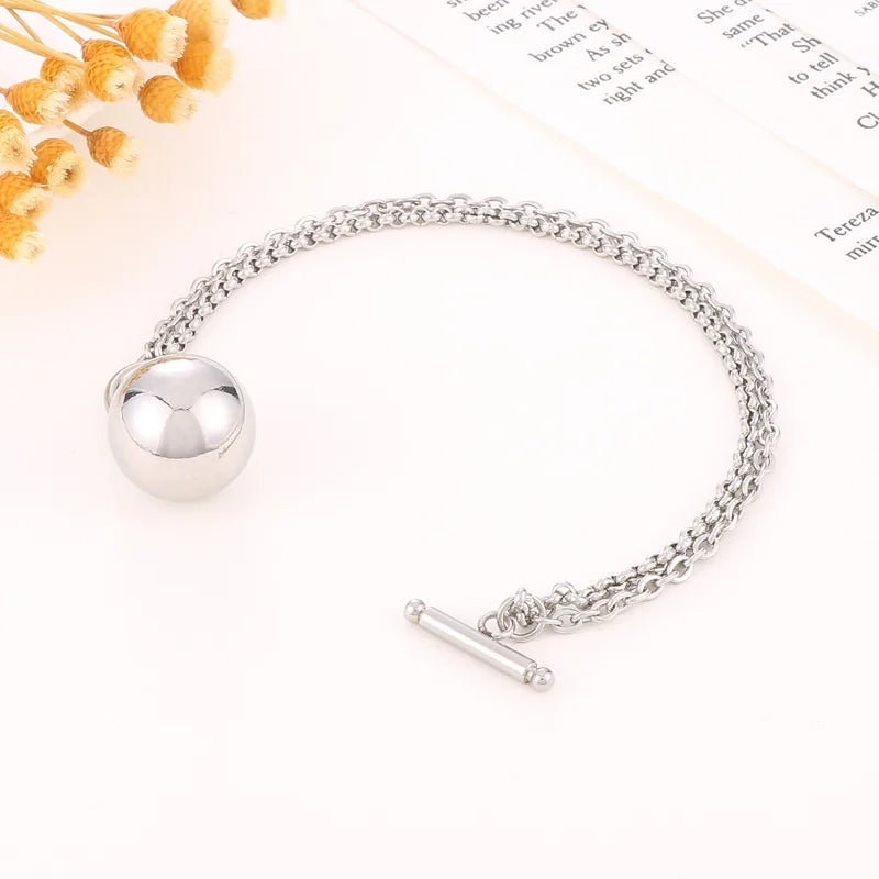 Hip-Hop Geometric Stainless Steel Plating Bracelets Necklace 1 Piece