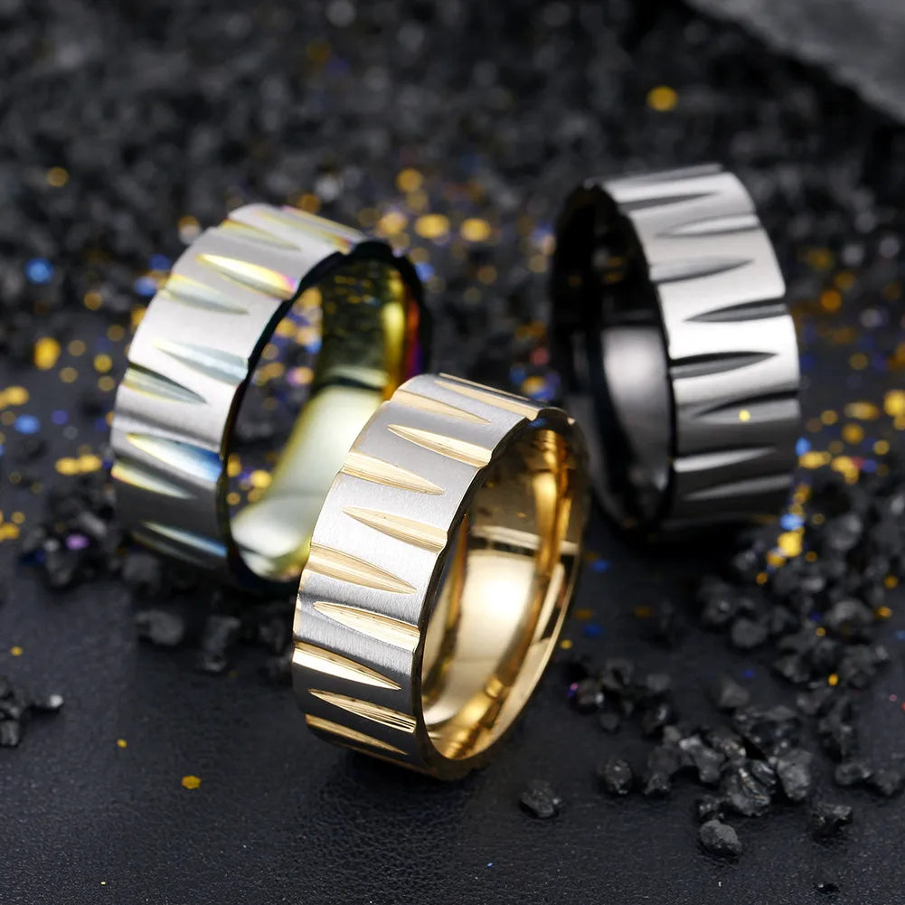 Hip-Hop Geometric 304 Stainless Steel Plating Gold Plated Men'S Rings